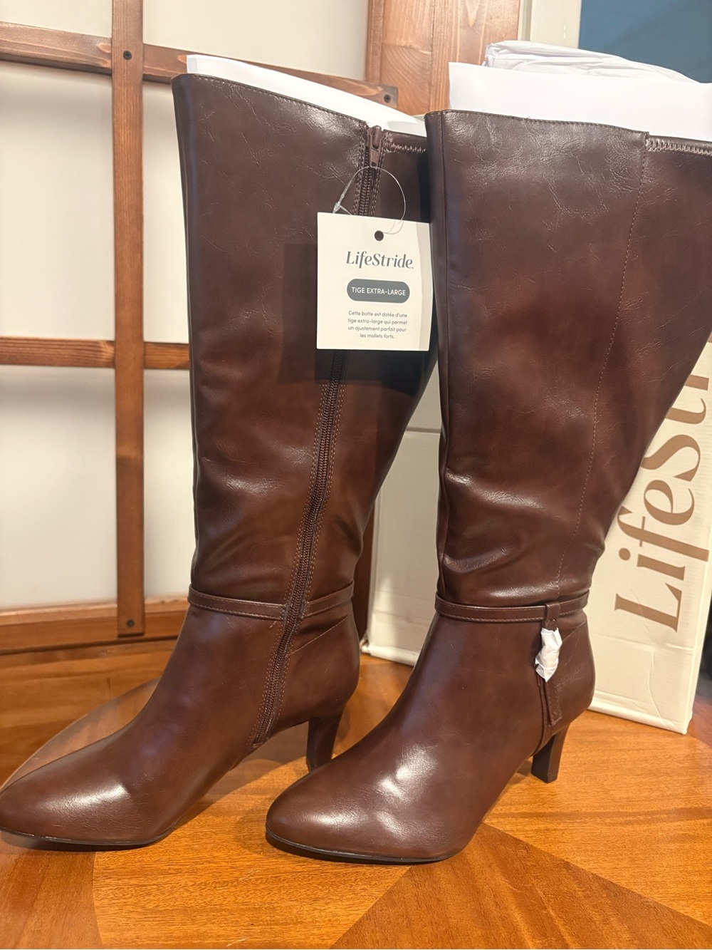 LifeStride Brown Knee-High Leather Heeled Boots
